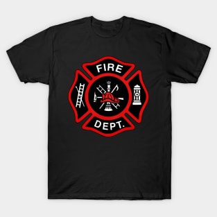 Red Fire Department Badge T-Shirt